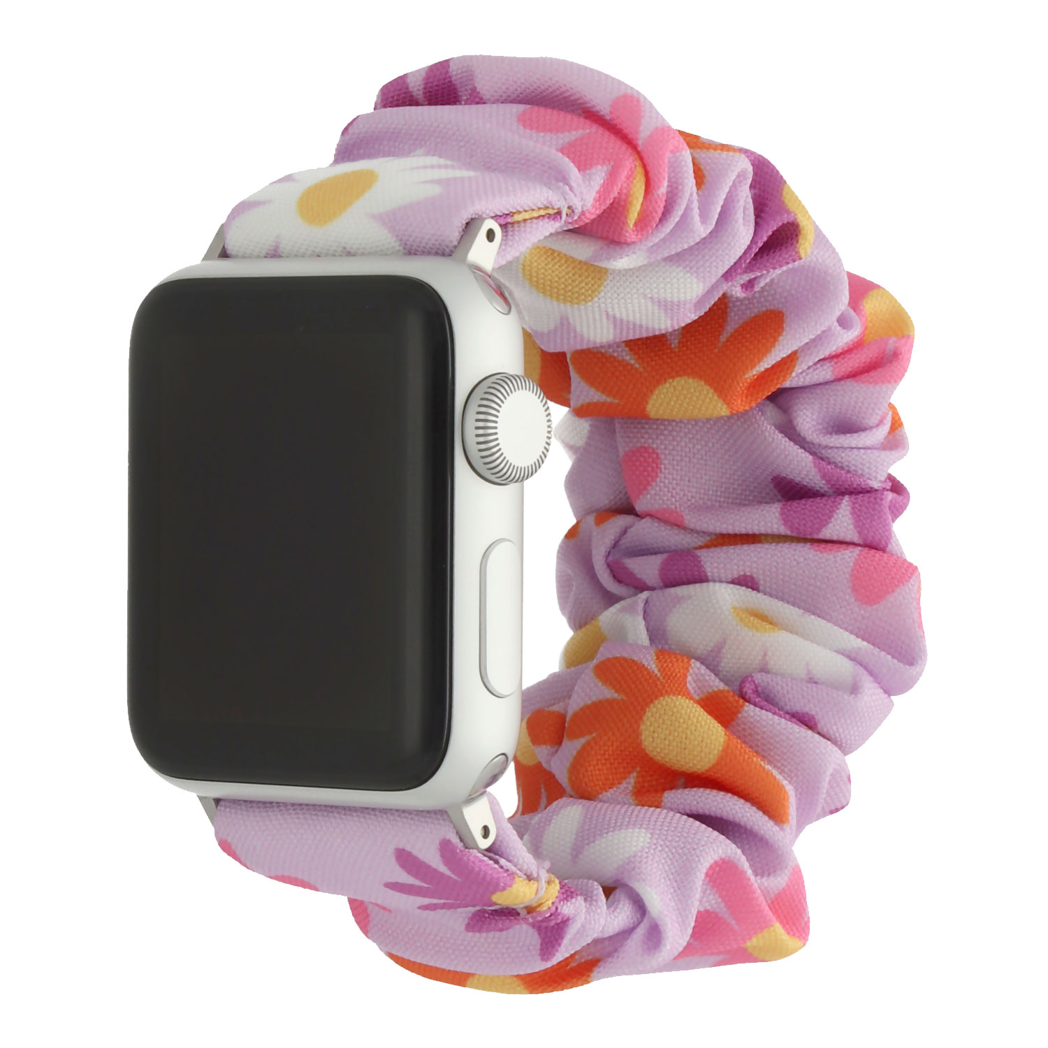 Correa nailon Scrunchie para el Apple Watch - Flores rosadas