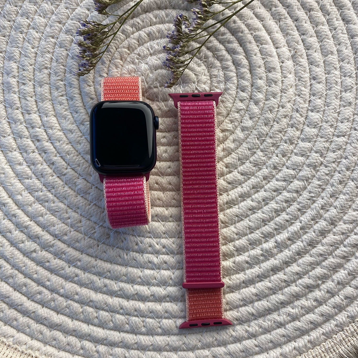 Correa loop deportiva de nailon para el Apple Watch - granada