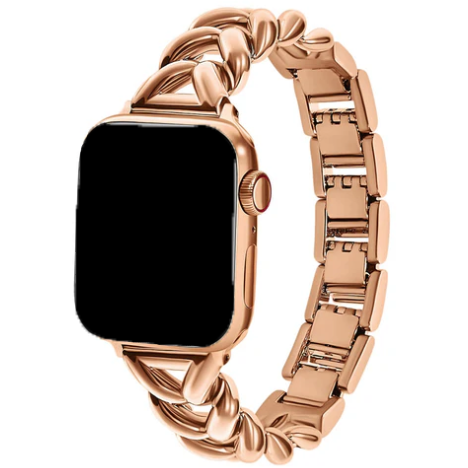 Correa de eslabones de acero con forma de corazón para Apple Watch - Lisa oro rosa