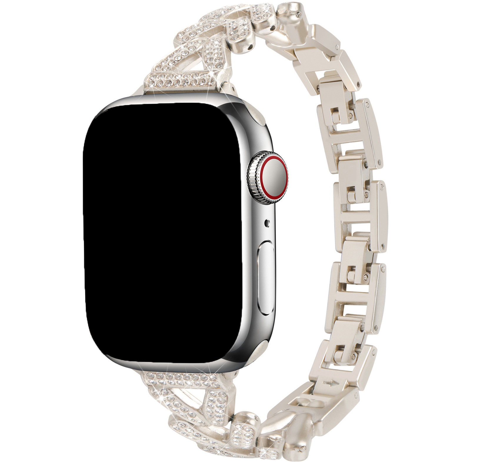 Correa de eslabones de acero con forma de corazón para Apple Watch - Faye blanco estrella