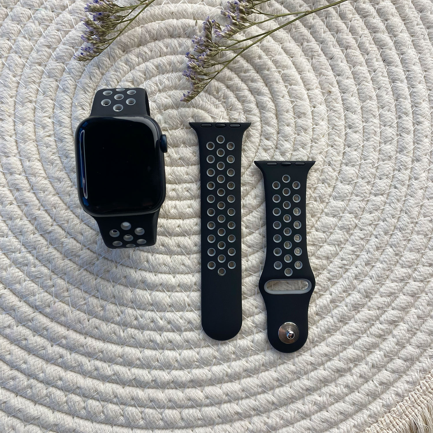 Correa deportiva doble para el Apple Watch - negro gris